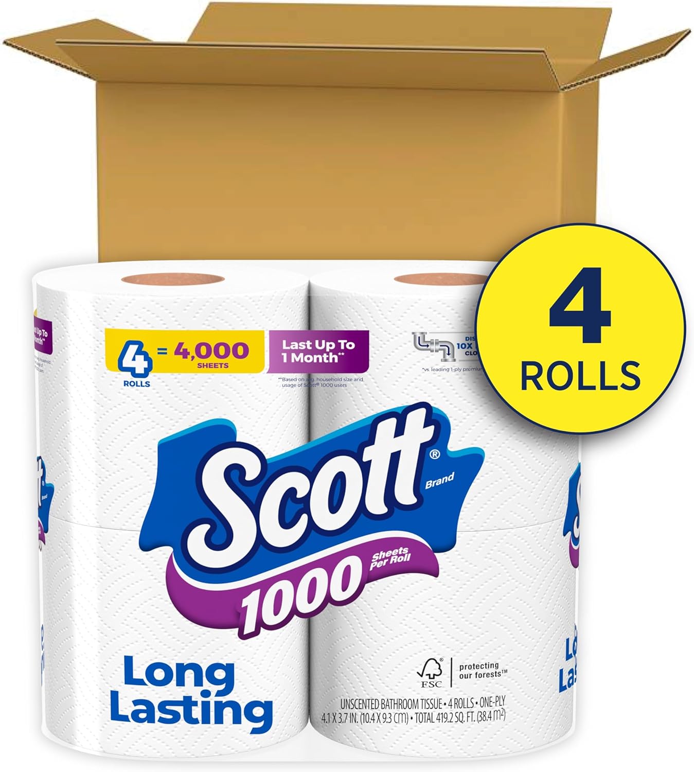 Scott Bath Tissue White Roll (4PK)